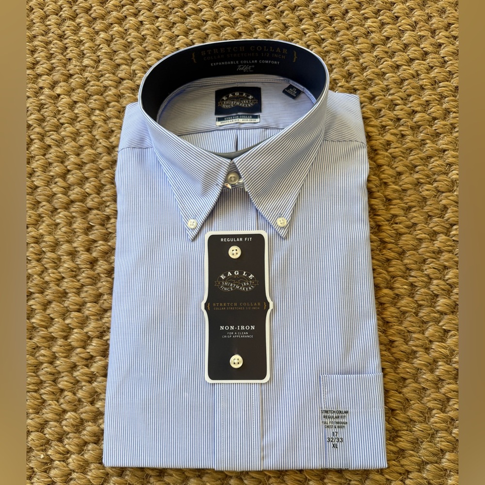 Men's Blue Striped Shirt Eagle XL 17 32/33
